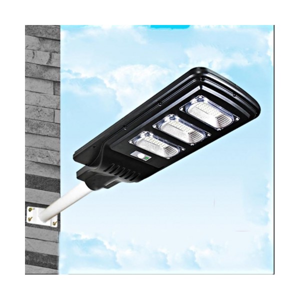 Svietidlo solárne záhradné na tyč 43-50mm_LED s PIR_90W_6000K_120°_IP67_490x230mm + DO_čierne