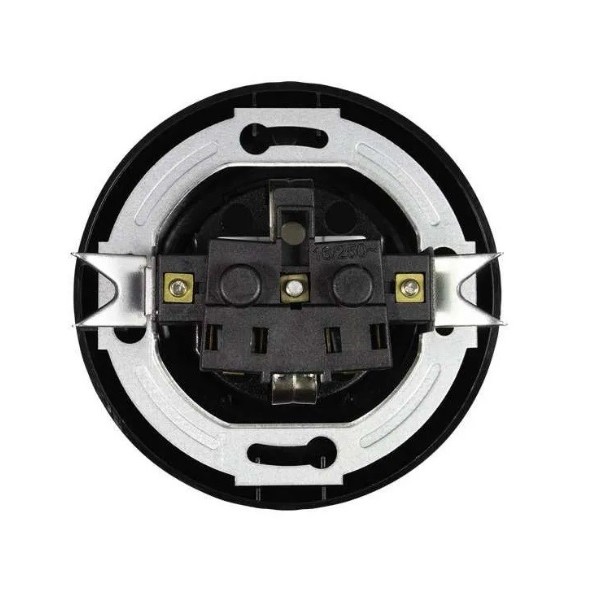 TAYAMA RETRO - Zásuvka 230V_2P+Z_16A_IP00_ČIERNA_s rámikom_Detská ochrana - H1-R51FM B