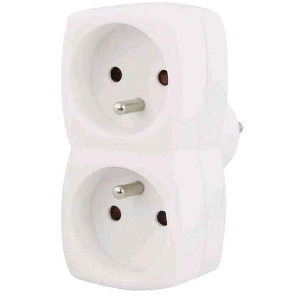 Zásuvka rozbočovacia -  2× 2P + PE - biela