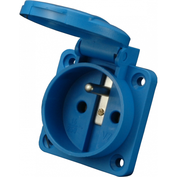 Zásuvka vstavaná zapustená 230V_16A_IP44_modrá