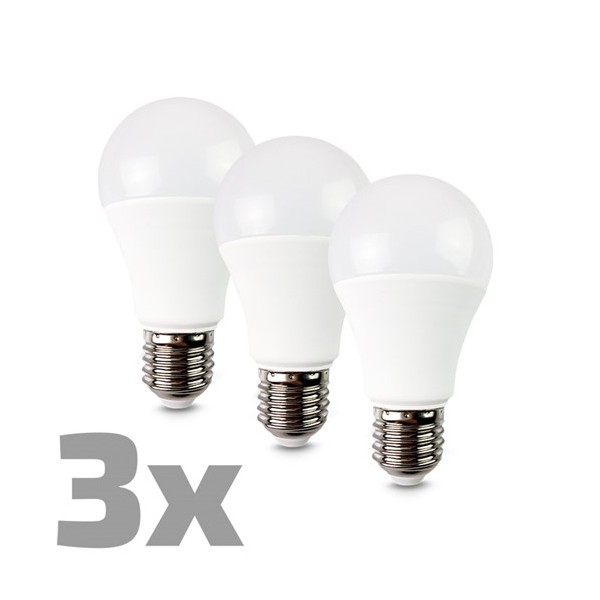 Žiarovka E27_LED_3000K_10W_810lm_270°_do 20000h_220-240VAC_A60_60/111mm_3ks v balení - ECOLUX