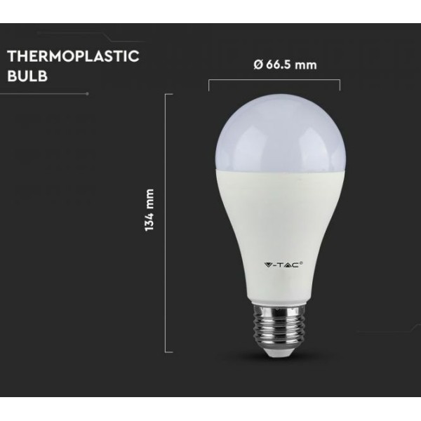 Žiarovka E27_LED_3000K_15W_1350lm_200°_do 15000h_220-240VAC_A65_66,5/134mm - V-TAC VT-2015