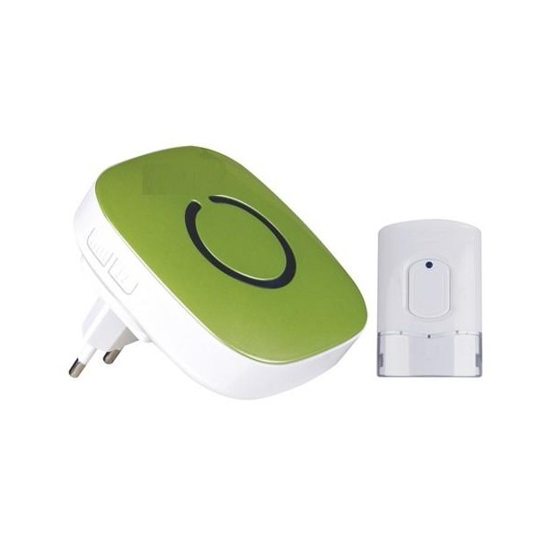 Zvonček - bezdrôtový 230V_12V tlačidlo_52 melódií_433,92MHz_120m - Typ 838G (zelený)