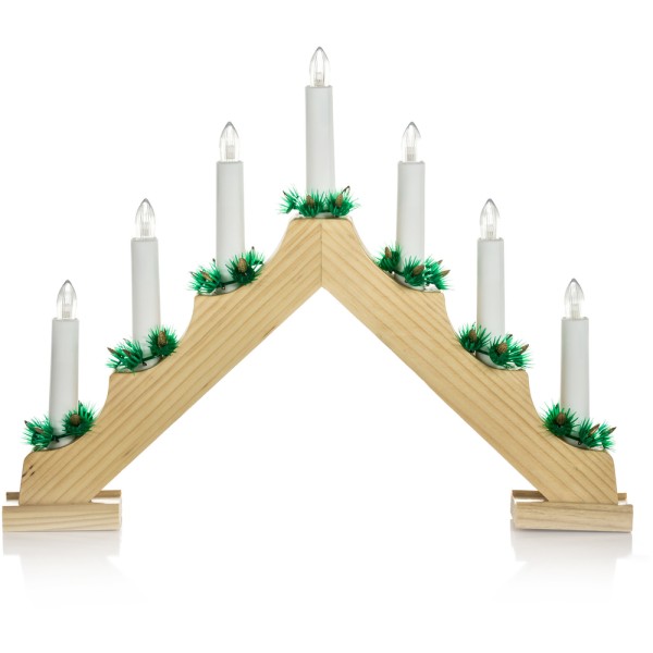 Vianoce - Svietnik drevený - 7ks LED_ BIELA teplá_IP20_280x65x403mm - RETLUX RXL 234