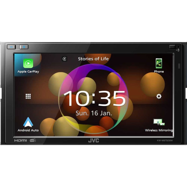 JVC 2DIN DAB+ / FM autorádio/6,8" displej/USB/AV/Bluetooth/Bezdrát Apple CarPlay / Android Auto
